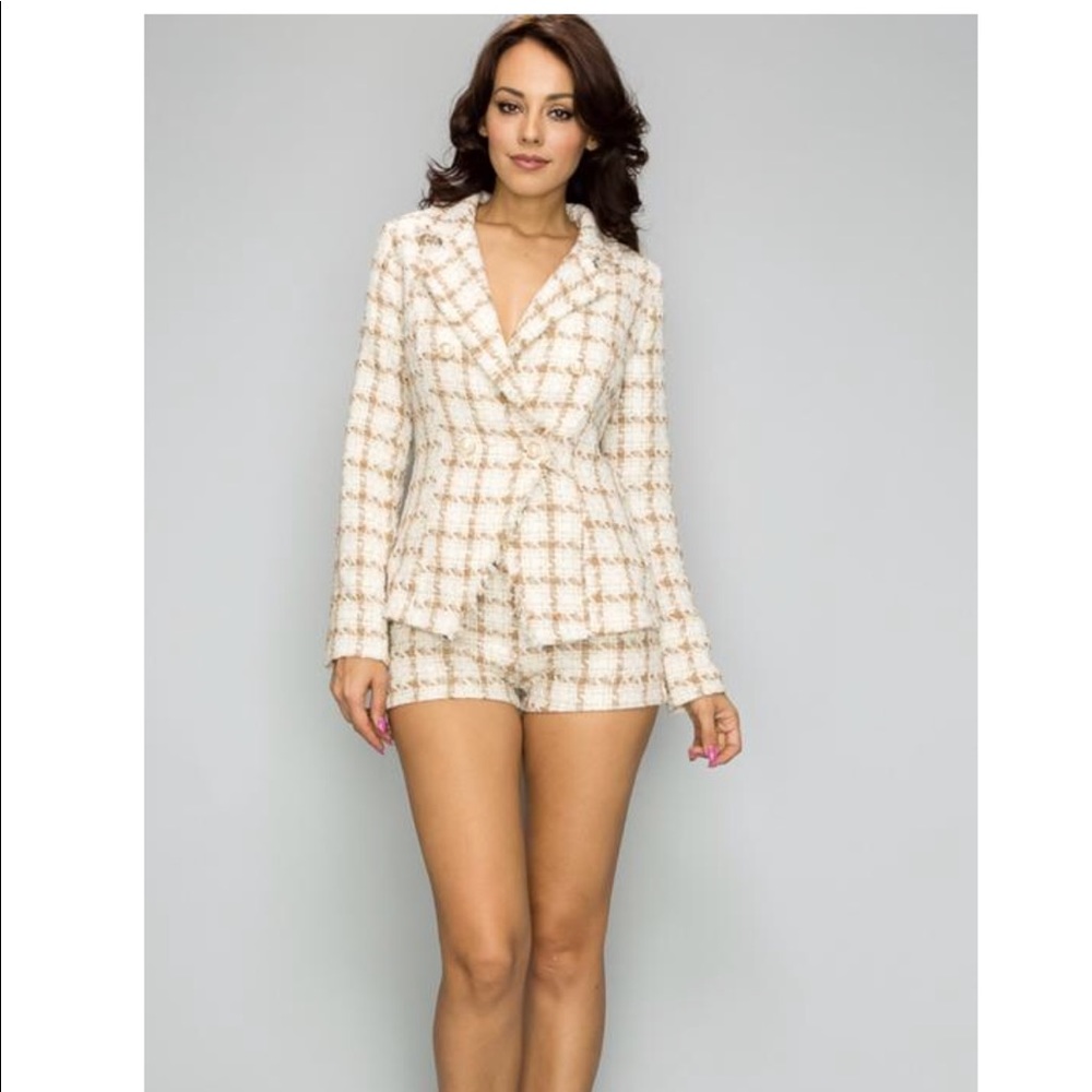 NWT $75 Tweed Plaid Shorts - Picture 2 of 3